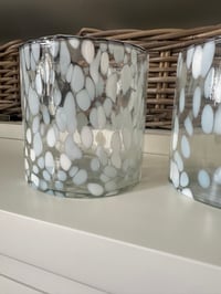 Image 2 of SET OF 3 WHITE CLEAR SPOTTY GLASS T LIGHT HOLDERS