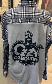 Vintage Gray/Black/White Flannel Shirt Ozzy Osbourne