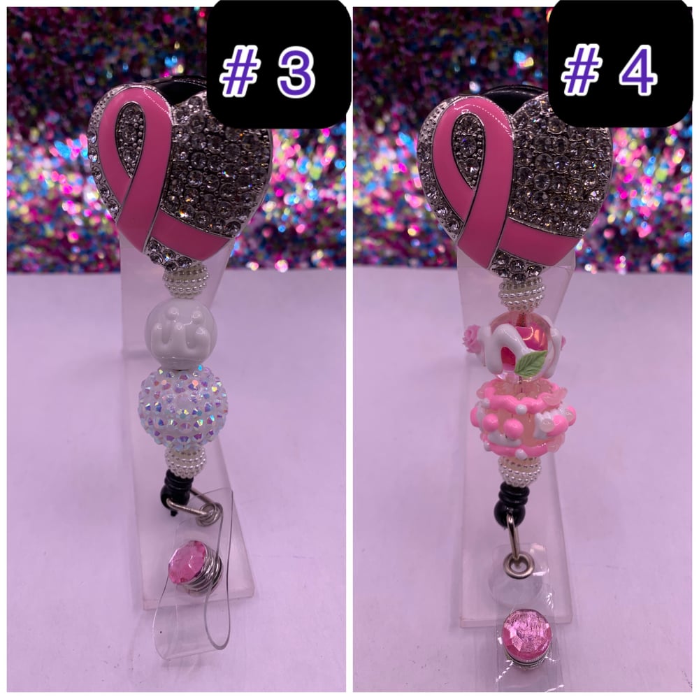 Image of Pink Ribbons Badge Holder 
