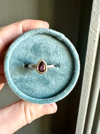 Image 2 of pink spinel ring with sterling silver twig band . size 5.25