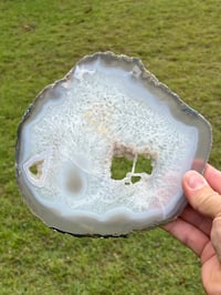 Image 1 of Large Agate Slice With Druzy Crystal Pockets #2249