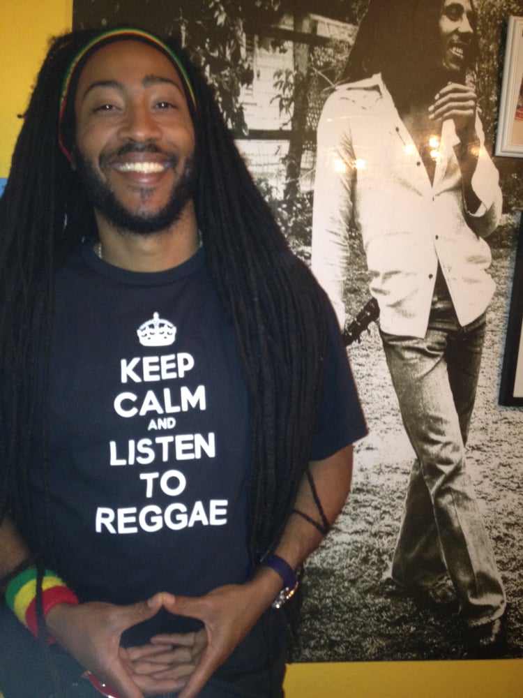 Image of Keep Calm Listen To Reggae Guys TShirt Black or Green