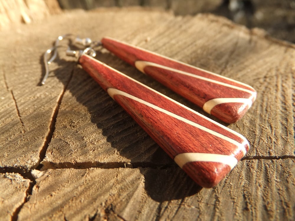 Image of Deco Inspired Earrings - Bloodwood and Holly