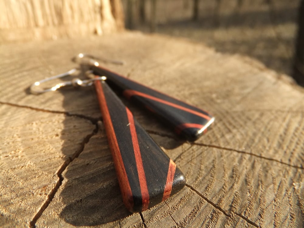 Image of Deco Inspired Earrings - Ebony and Bloodwood