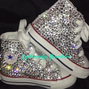 Image of High Top White Sparkle One Side Chucks 