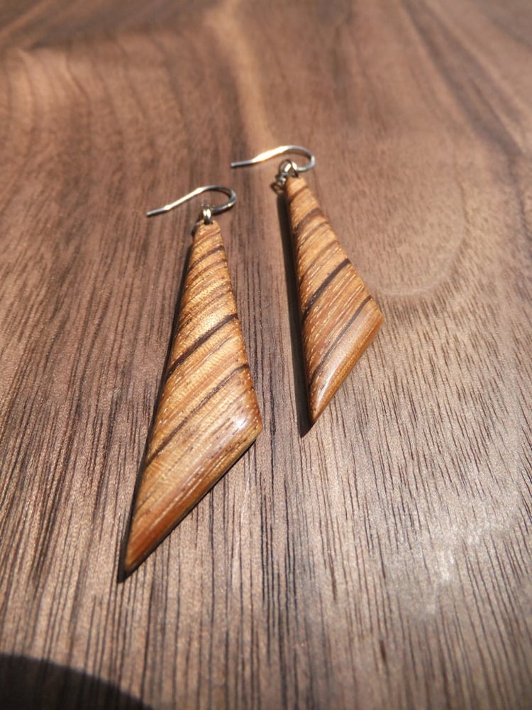 Image of Zebrawood Triangle Earrings
