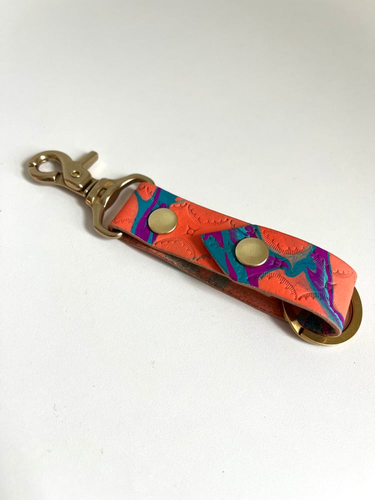 Image of Neon Orange Marbled Long Keychain 
