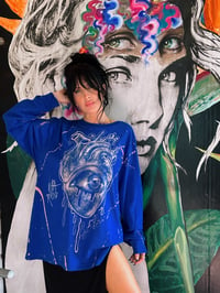 Image 3 of “MY HEART IS SO BLUE” BLEACH PAINTED LONG SLEEVE T-SHIRT LARGE