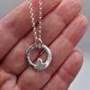 Hammered Circle Necklace with Heart, Star or Moon