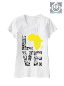 Image of Ladies LuvAfrique Fitted V-Neck (Yellow Map)