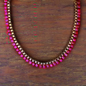 Image of NEON IN CHAINS NECKLACE - HOT PINK