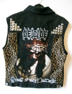 Image of Deicide Black Metal Custom Girls Denim Jacket 