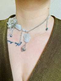 Image 7 of 🤍Lichen Raw Quartz Crystals Orchid Necklace🤍