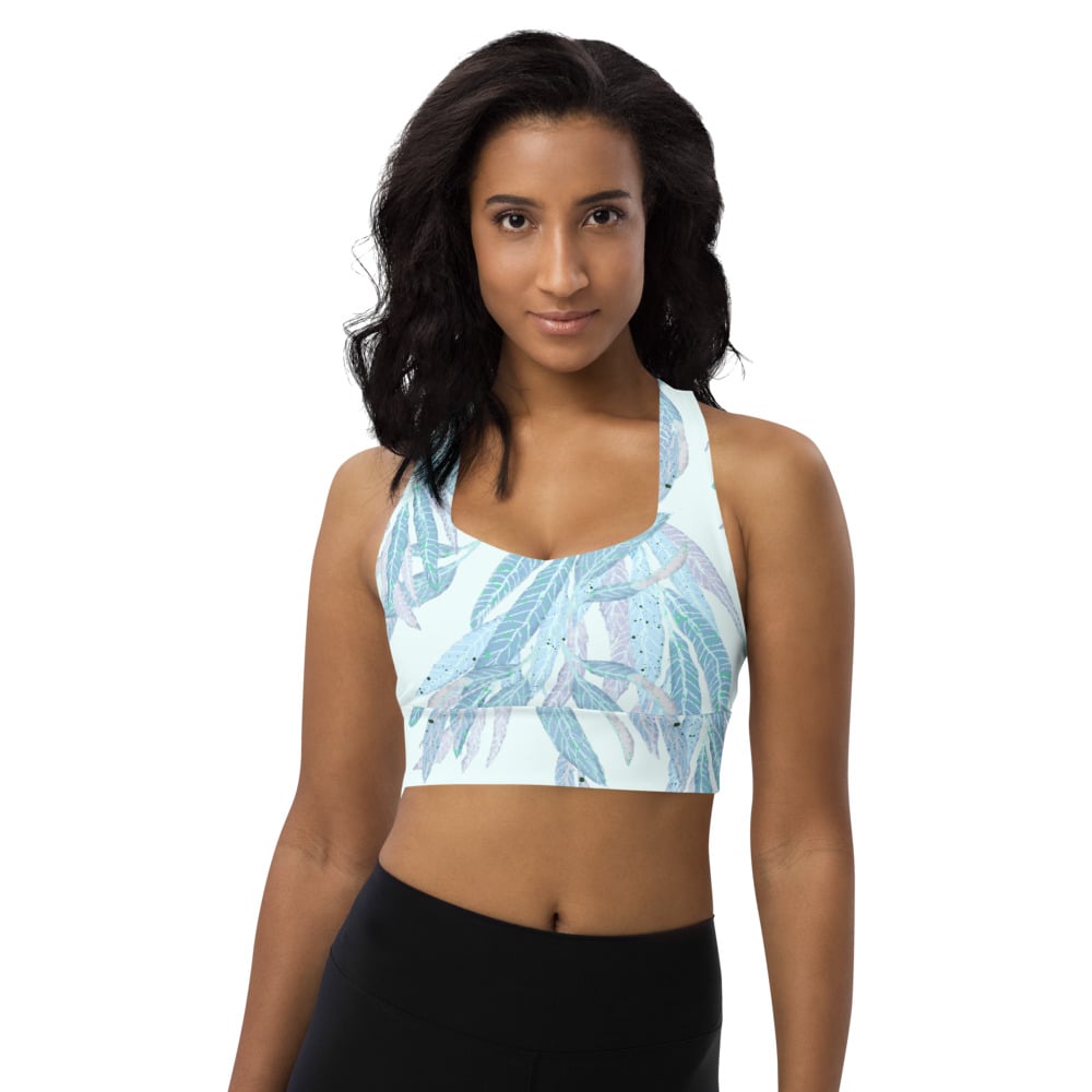 Image of Willow leafs blu blu Longline sports bra