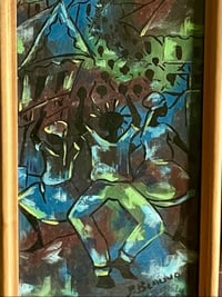 Image 4 of Haitian Folky Oil Diptych on Board