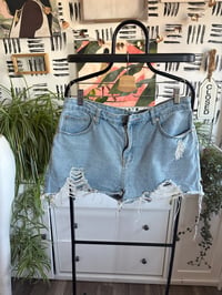 Image 1 of Boohoo distressed denim shorts 