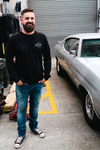 Image 3 of OG Black Long Sleeve Tee with charcoal logo