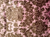Image of Pink and Mocha Damask Minky Fabric 30'' x 36''