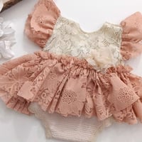 Image 3 of Newborn girls body-dress |Tamia | orange | cream