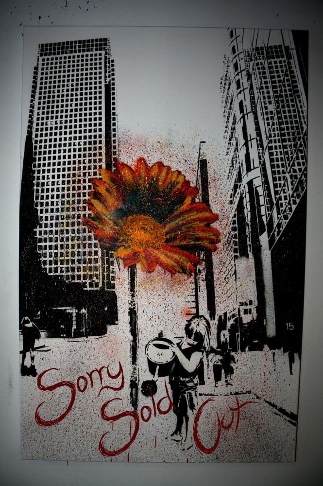 Image of "Daisy stops the Traffic" - Original Canvas SOLD