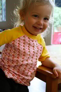 Image of Red Helicopter and Gold Raglan Tee