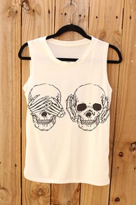 Image of No Evil Skull Sleeveless Tee (Unisex)