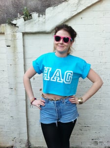 Image of Yellow/Blue 'HAG' Crop