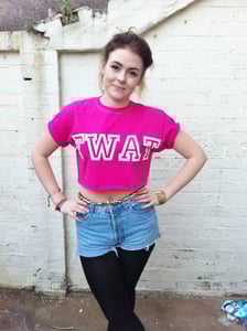 Image of White on Pink/Red on White 'TWAT' Crop