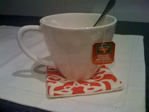 Image of Red Organic Fabric Drink Coasters