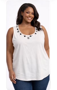 Image 3 of New 3X Drapers & Damon’s Sleeveless Beaded Collar top #861*8 