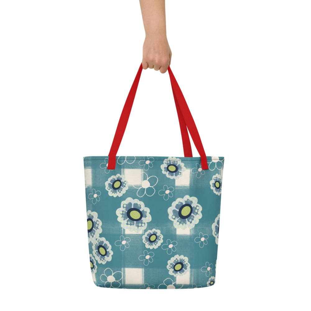 Image of Flower Power Beach Bag Petrol square