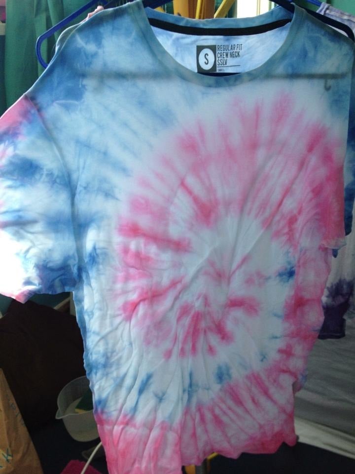 Image of Pink and blue tie dye top