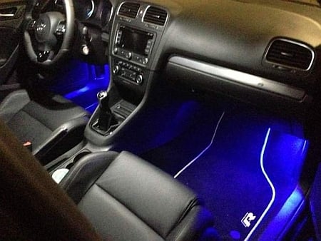 Image of 2pc 6 LED Wafer Footwell set in Crisp White/Red/Blue fits: VW, Audi, all cars