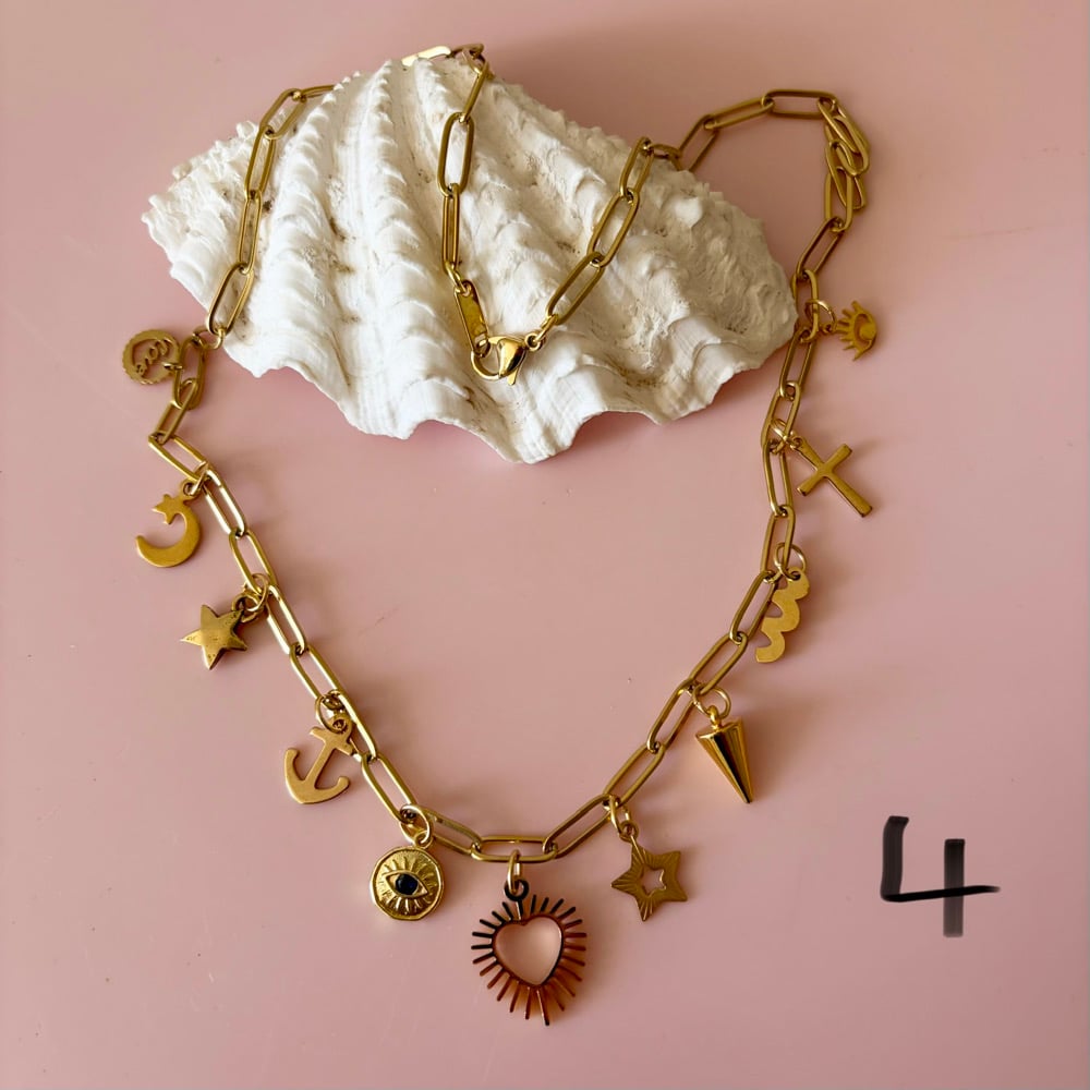 Image of Gold Paperclip Charm Necklaces