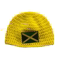 Image 1 of Yellow Jamaican Flag Fitted Beanie