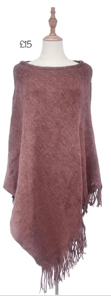 Image of Poncho - Plain Knitted Tassel 