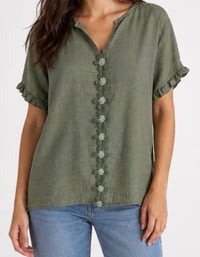 Image 2 of Dani - Textured  Blouse with Floral Button Detail