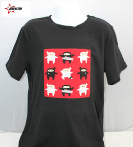 Image of I Am Ninja (Cubed) Applique' T-Shirt - Red on Black Tee