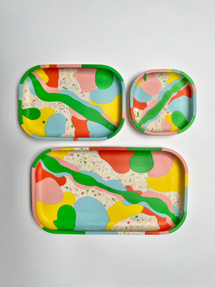 Image of Squiggle Trinket Tray Set ~ Green 2