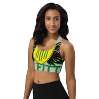 Image 2 of BOSSFITTED Grey Yellow and Green Longline Sports Bra