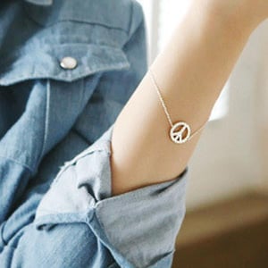 Image of Peace Chain Bracelet Gold & Silver