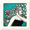 Grammophone Girl Giant Woodcut & Serigraph