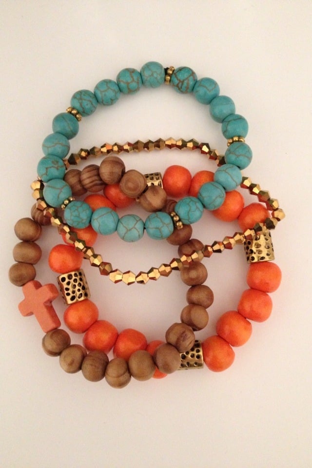 Image of Tangerine & turquoise 'lagoon' stack