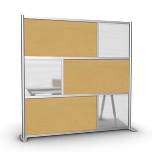 Image of Modern Room Divider / Office Partition 75"w x 75"h Maple & Translucent