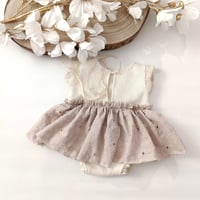 Image 2 of Newborn girls body-dress Mathilde | neutral beige