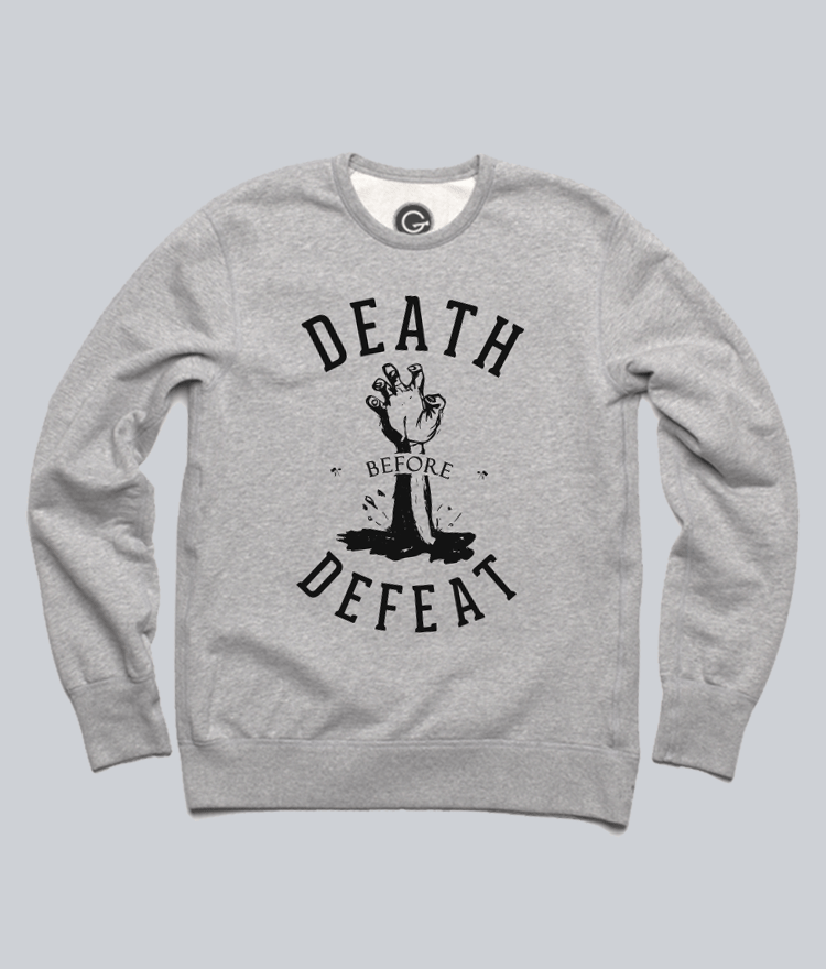 Image of 'Death Before Defeat' Crewneck (Heather Grey)