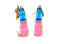 Image 2 of Razzleberry Blue Lipstick Statement earrings