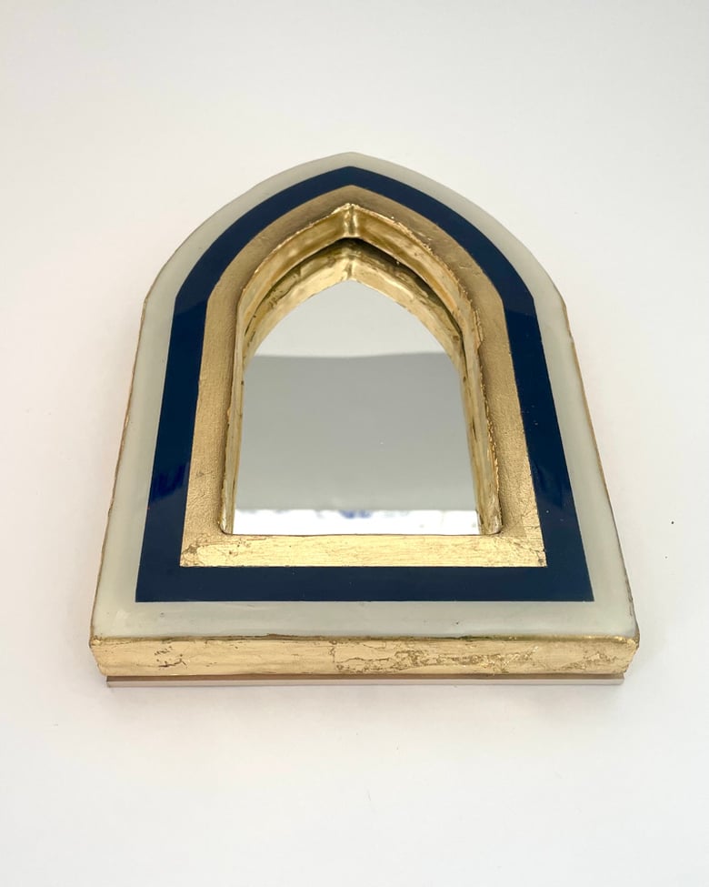 Image of Modernist Mirror White/Indigo Blue/Gold leaf 