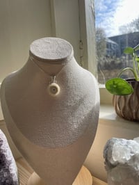 Image 2 of Silver Flower Druzy Agate Slice Crystal Necklace 