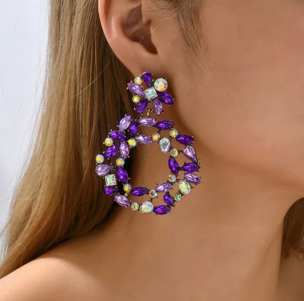 Image of Elgant Round Plating Inlay Rhinestone Drop Earrings